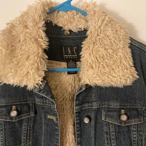 INC women's jean jacket with removable lining, medium, pearly buttons